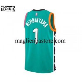 Maglia NBA San Antonio Spurs Victor Wembanyama 1 Nike 2022-2023 City Edition Swingman - Bambino